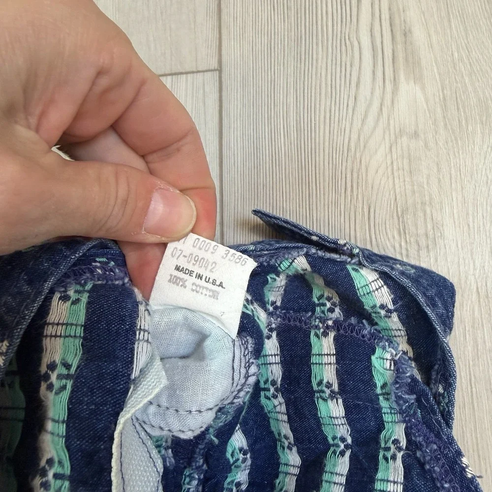 Vtg 1980s Oshkosh‎ Vestbak 12M Romper Overalls Flower USA Denim Embroidered